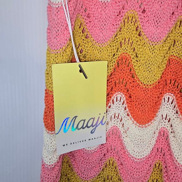 Maaji Paradiso Waves Calliope Pants Crochet Knit Thick Horizontal Stripe S/M NEW - Picture 7 of 9